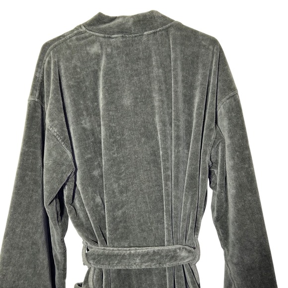 Polo Ralph Lauren Men's Gray Cotton Velour Bath Robe S/M Cozy Loungewear Holiday - Picture 6 of 12